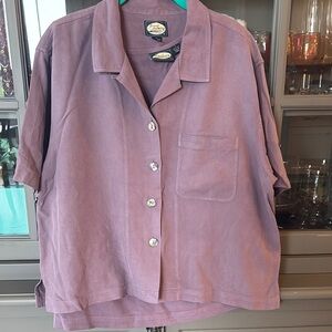 Vintage Tommy Bahama 100% silk Purple Button-Up blouse set